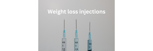 3 needles and the words weight loss injections