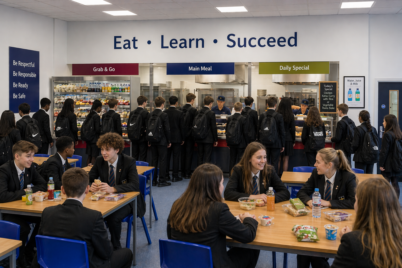 AI generated image of a school canteen